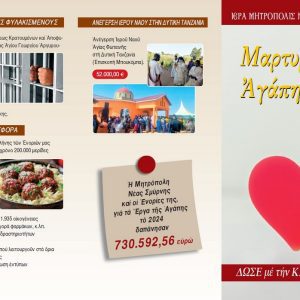 ΜΑΡΤΥΡΙΑ ΑΓΑΠΗΣ : Το φιλανθρωπικό έργο της Μητροπόλεώς μας σε αριθμούς.