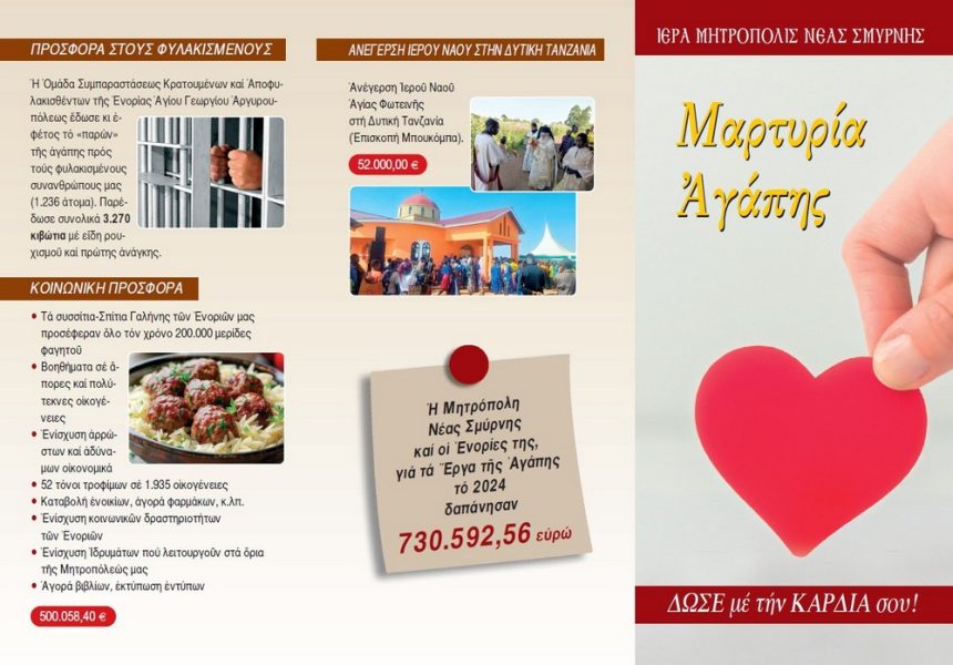 ΜΑΡΤΥΡΙΑ ΑΓΑΠΗΣ : Το φιλανθρωπικό έργο της Μητροπόλεώς μας σε αριθμούς.